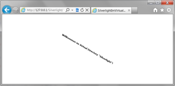 Startseite des 'SilverlightImVirtualDirectory' Projektes