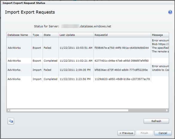 Export / Import Status (Log)