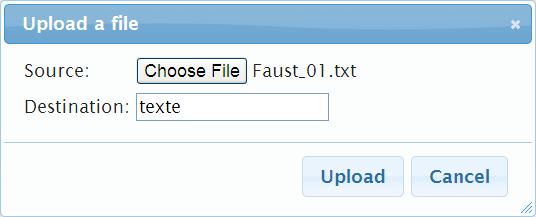 Azure Hadoop - File Upload Dialog