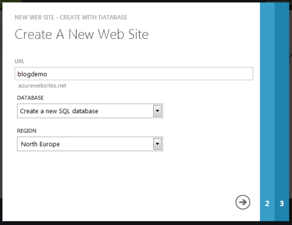 Windows Azure Web Sites - Create A New Web Site