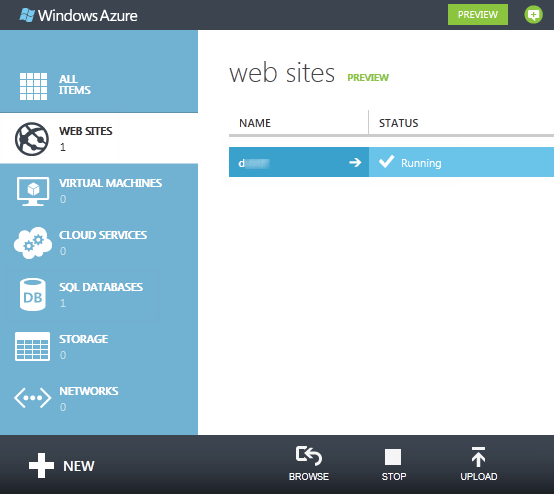 Windows Azure Web Sites Übersicht