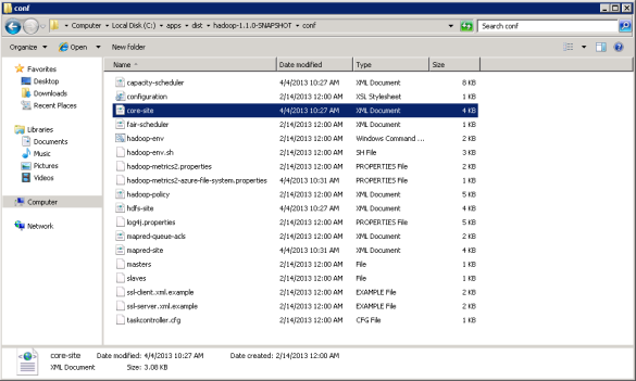 Windows Azure HDInsight - Hadoop Konfigurationsverzeichnis