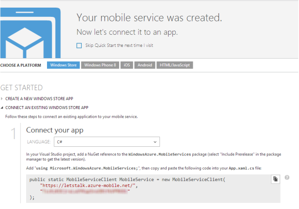 Windows Azure Mobile Services - Connect your Windows Store App