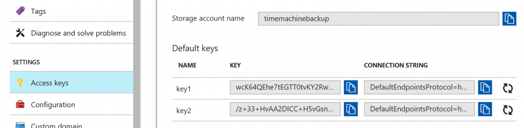 Azure Storage Access Keys